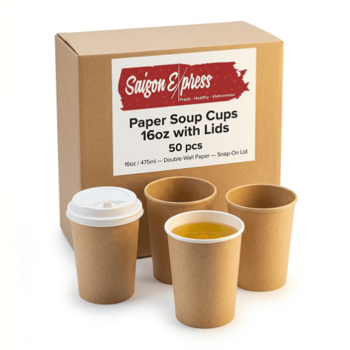 Paper Soup Cups 16oz with Lids