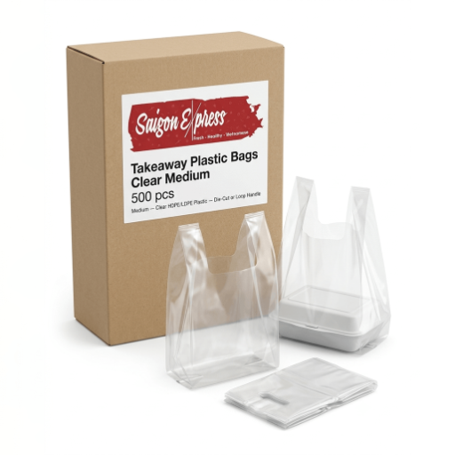Takeaway Plastic Bags Clear Medium